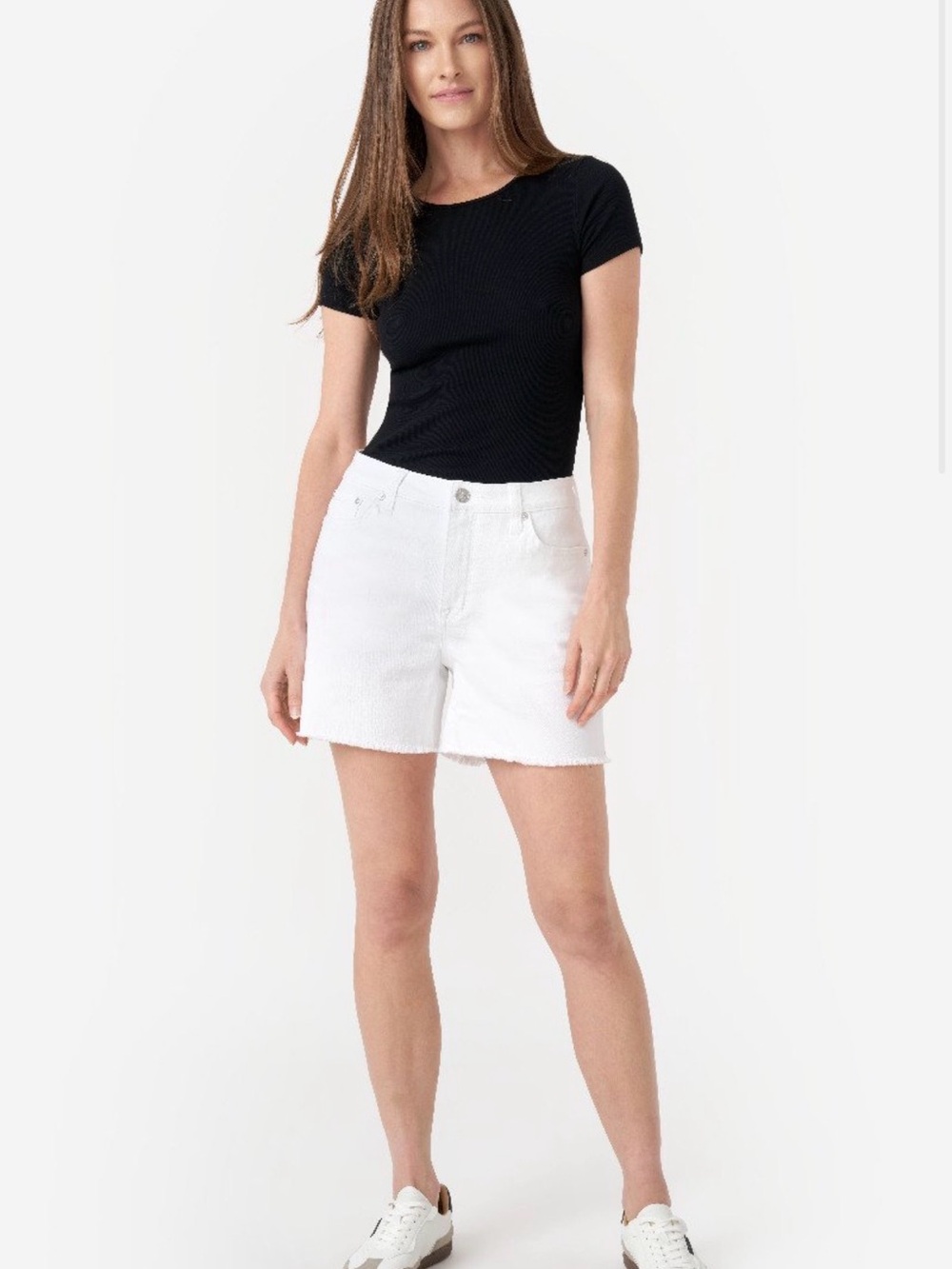 Seven7 Women’s Denim Weekend Shorts Size 6 White Frayed Hem Stretch